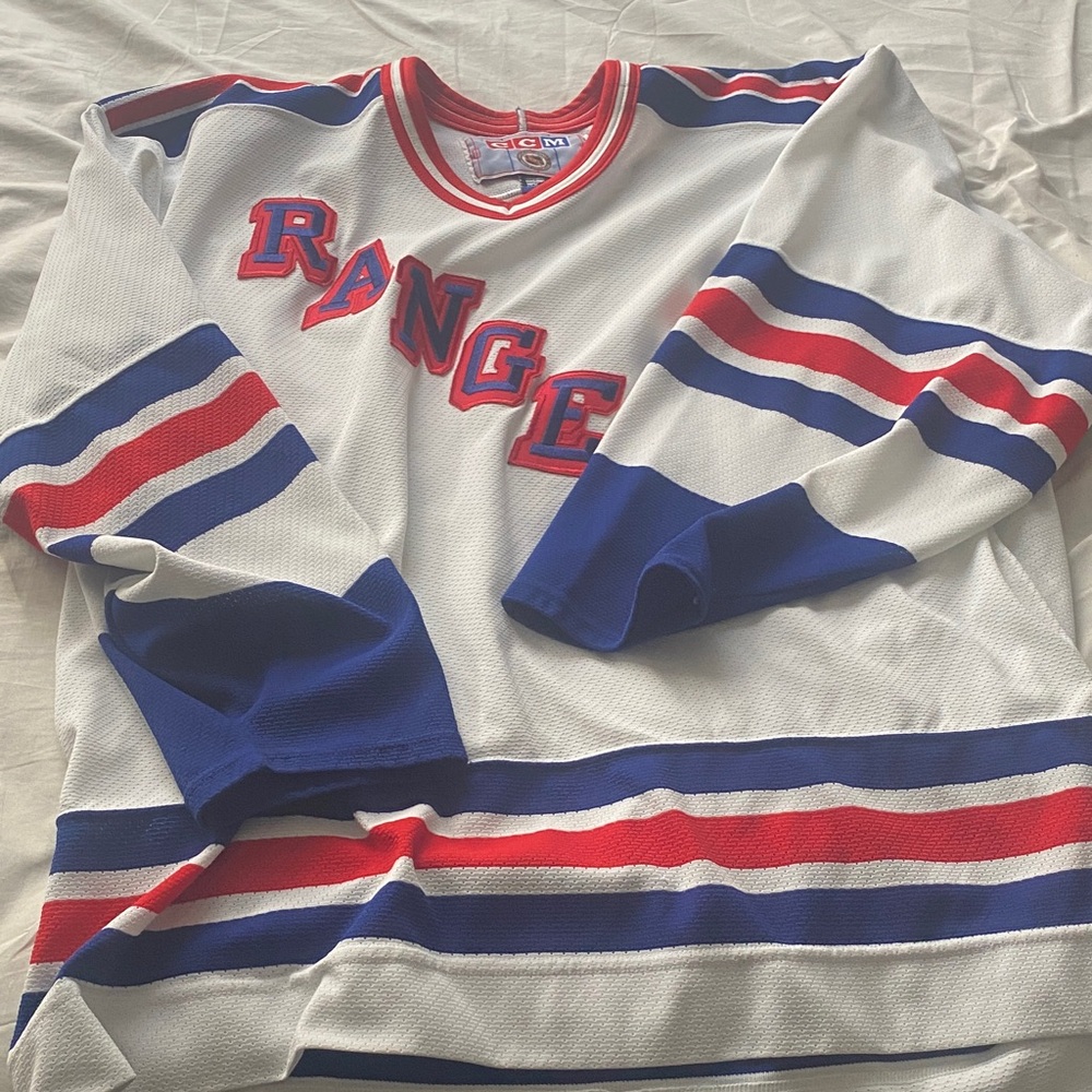 CCM White, Blue, and Red Rangers Jersey
